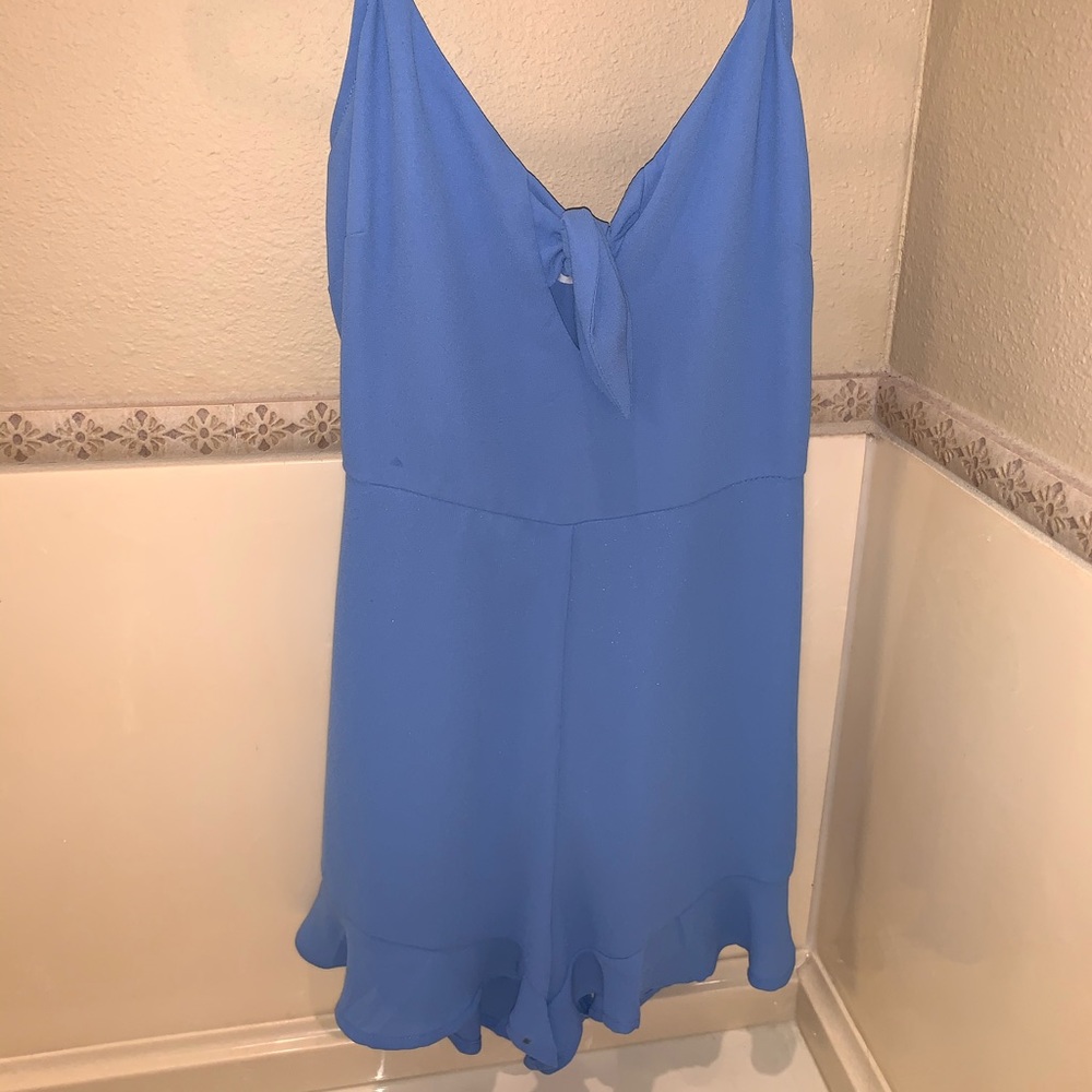 Blue spaghetti strap romper